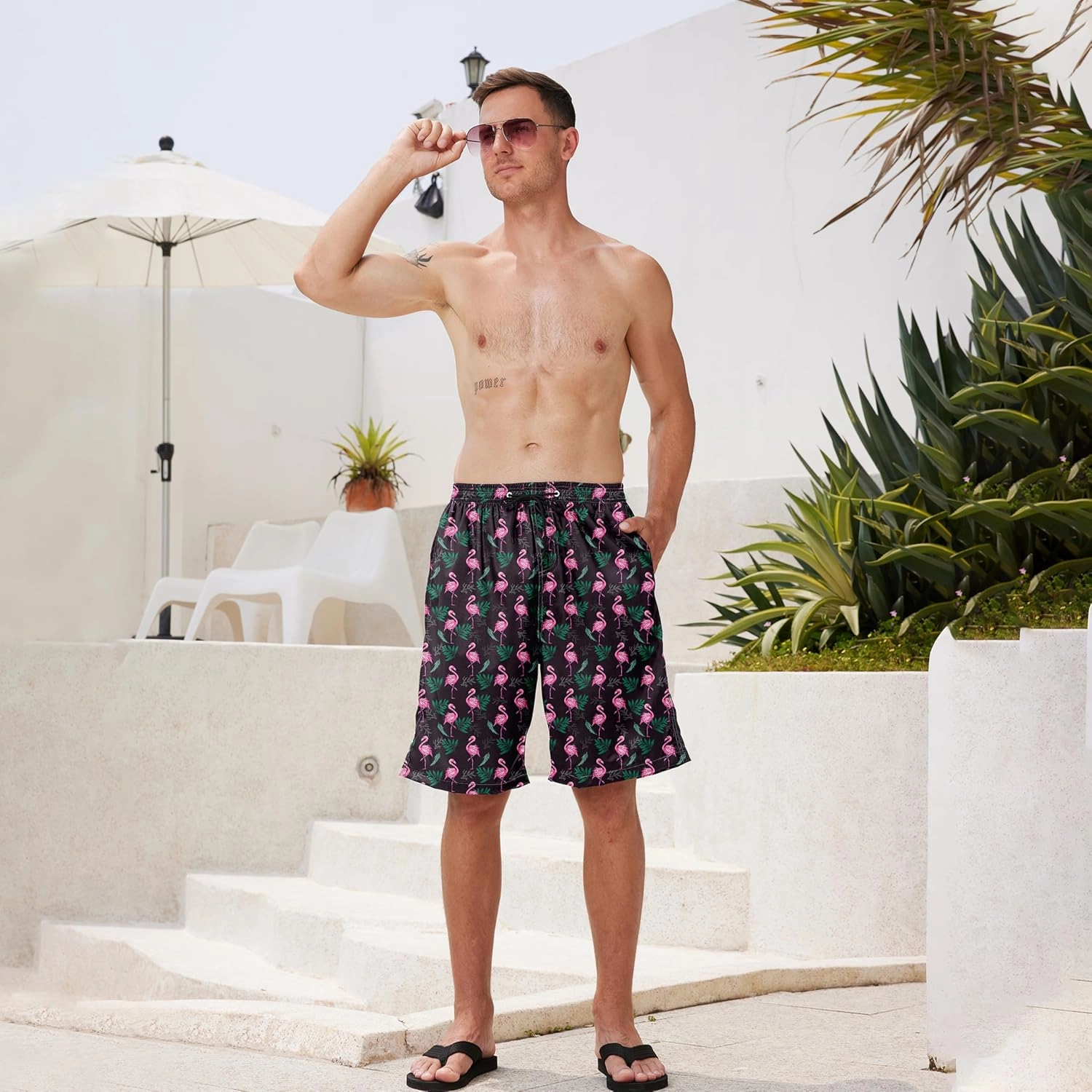 Mens Swim Trunks Quick Dry Board Shorts with Mesh Lining, Breathable Surf Beach Shorts Swimwear Bathing Suits