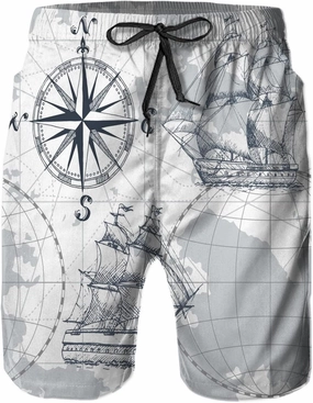 Mens Swim Trunks, Quick Dry Summer Board Beach Shorts with Mesh Lining and Pockets