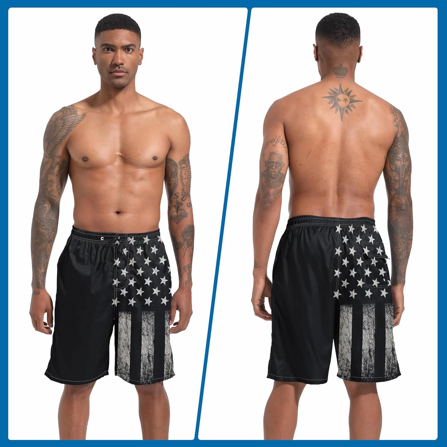 Mens Swim Trunks with Compression Liner 9" Board Shorts 2 in 1 Quick Dry Beach Swimwear Bathing Suits for Men