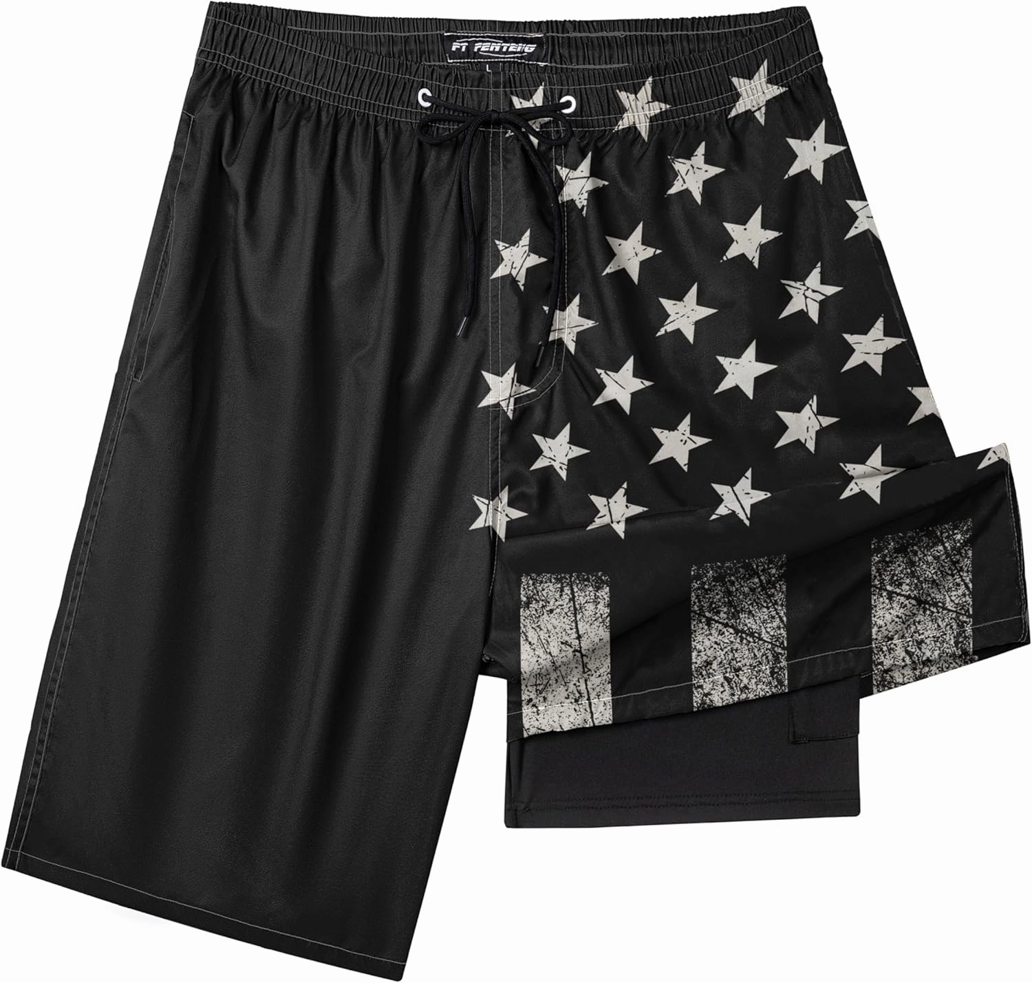 Mens Swim Trunks with Compression Liner 9" Board Shorts 2 in 1 Quick Dry Beach Swimwear Bathing Suits for Men