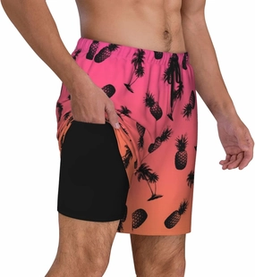Mens Swim Trunks with Compression Liner Board Shorts Quick Dry Beach Shorts