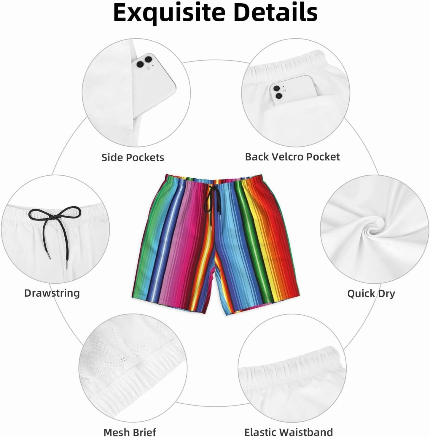 Mens Swim Trunks with Mesh Lining,Quick Dry Swimsuit Board Shorts Beach Pants Swimwear Bathing Suits