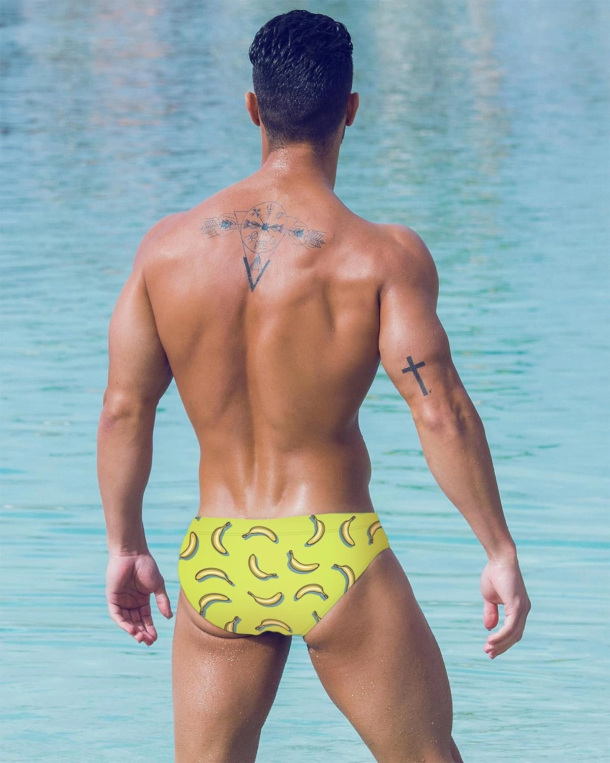 MIZOK Men's Hot Body Quick Dry Swimsuit Briefs Sexy Prints Swimwear Bikini