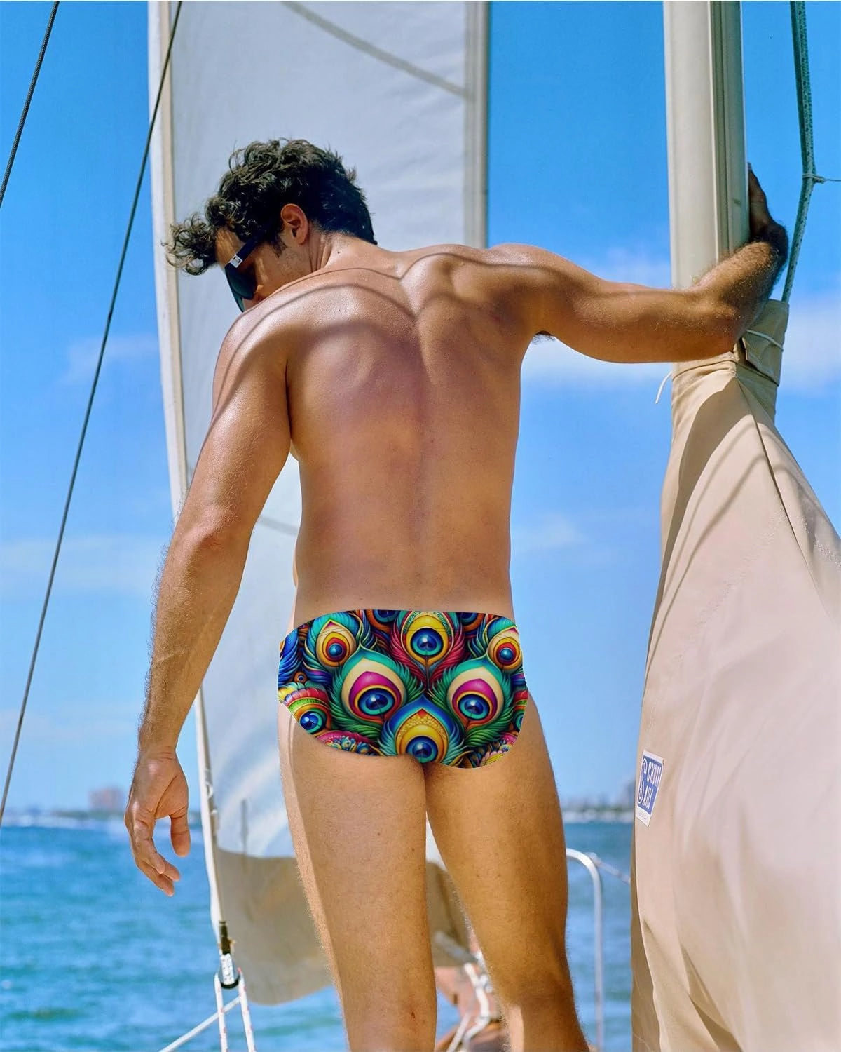 MIZOK Men's Hot Body Quick Dry Swimsuit Briefs Sexy Prints Swimwear Bikini