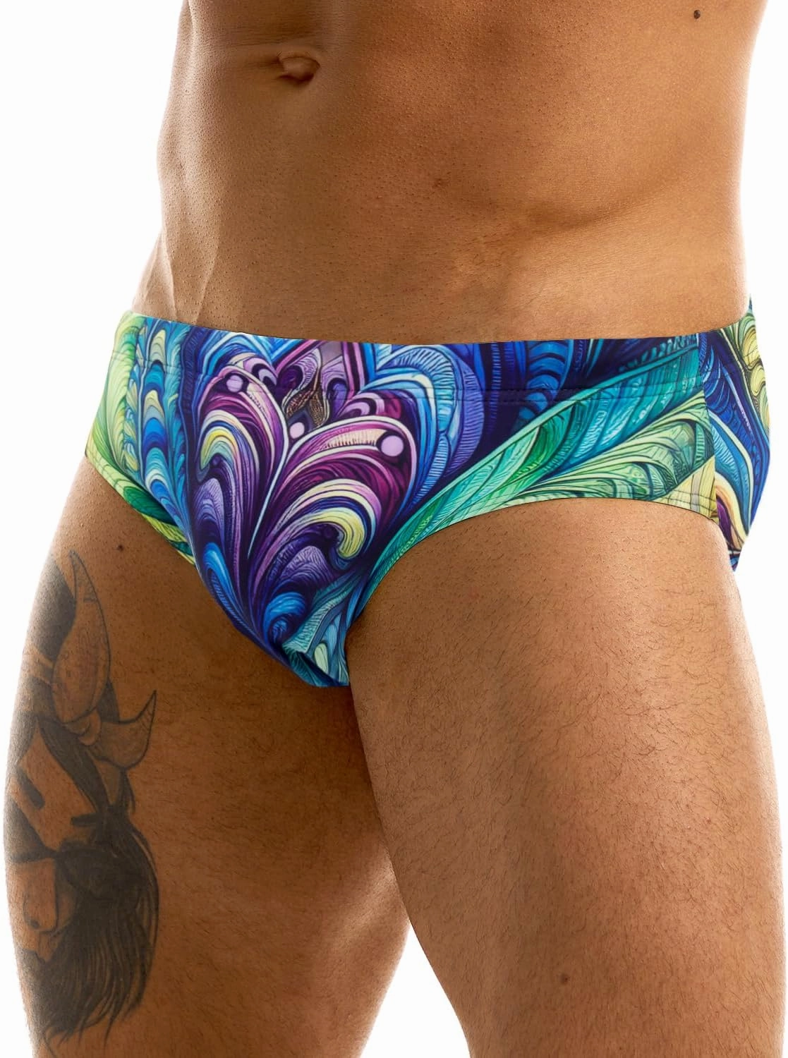 MIZOK Men's Hot Body Quick Dry Swimsuit Briefs Sexy Prints Swimwear Bikini