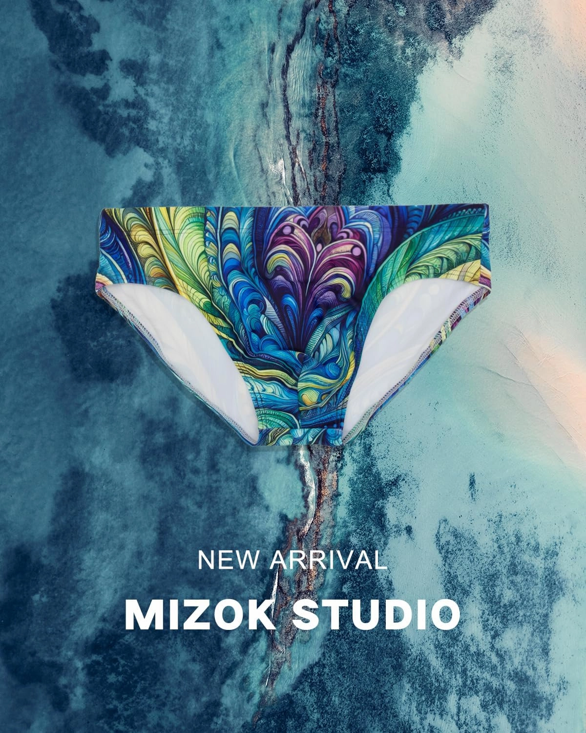 MIZOK Men's Hot Body Quick Dry Swimsuit Briefs Sexy Prints Swimwear Bikini