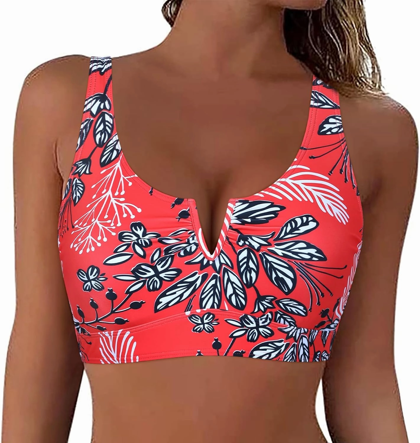 Mycoco Women's Underwire Bikini Top Cropped Tankini Tops Adjustable Push Up Biniki Top Only