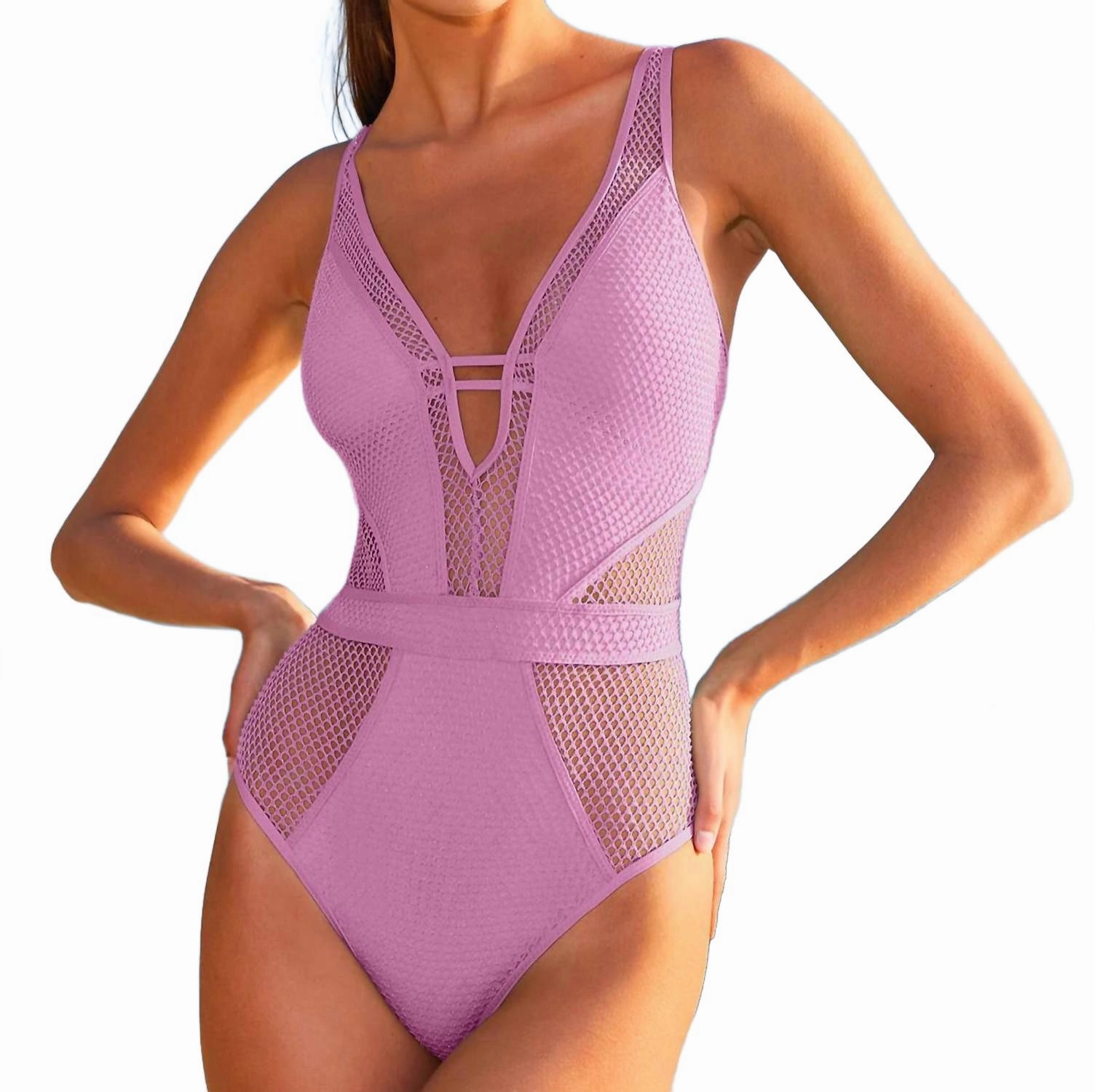 Network Show And Tell Plunge One Piece Swimsuit In Malva