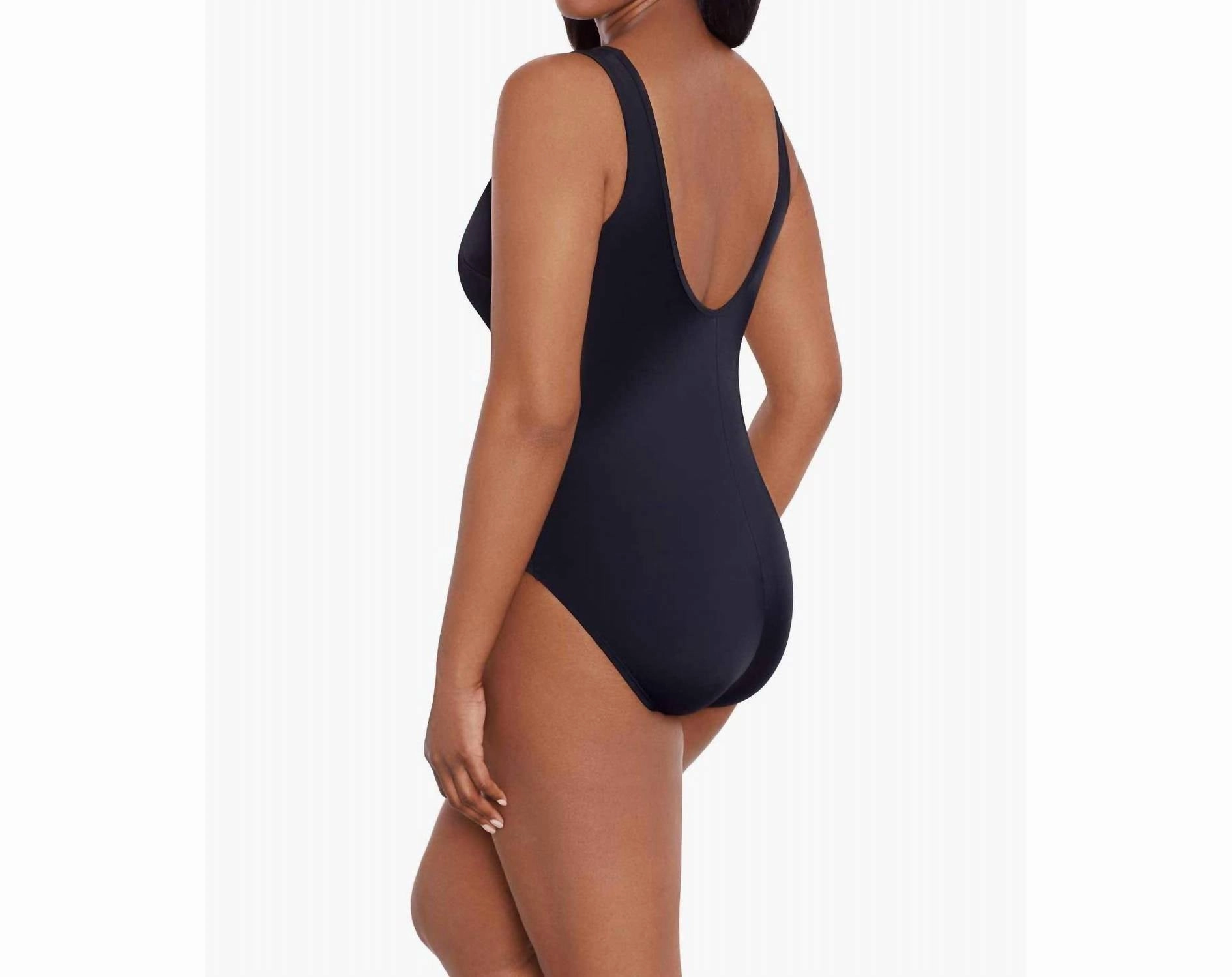 Night Gala Mesh High Neck Long Torso One Piece In Black