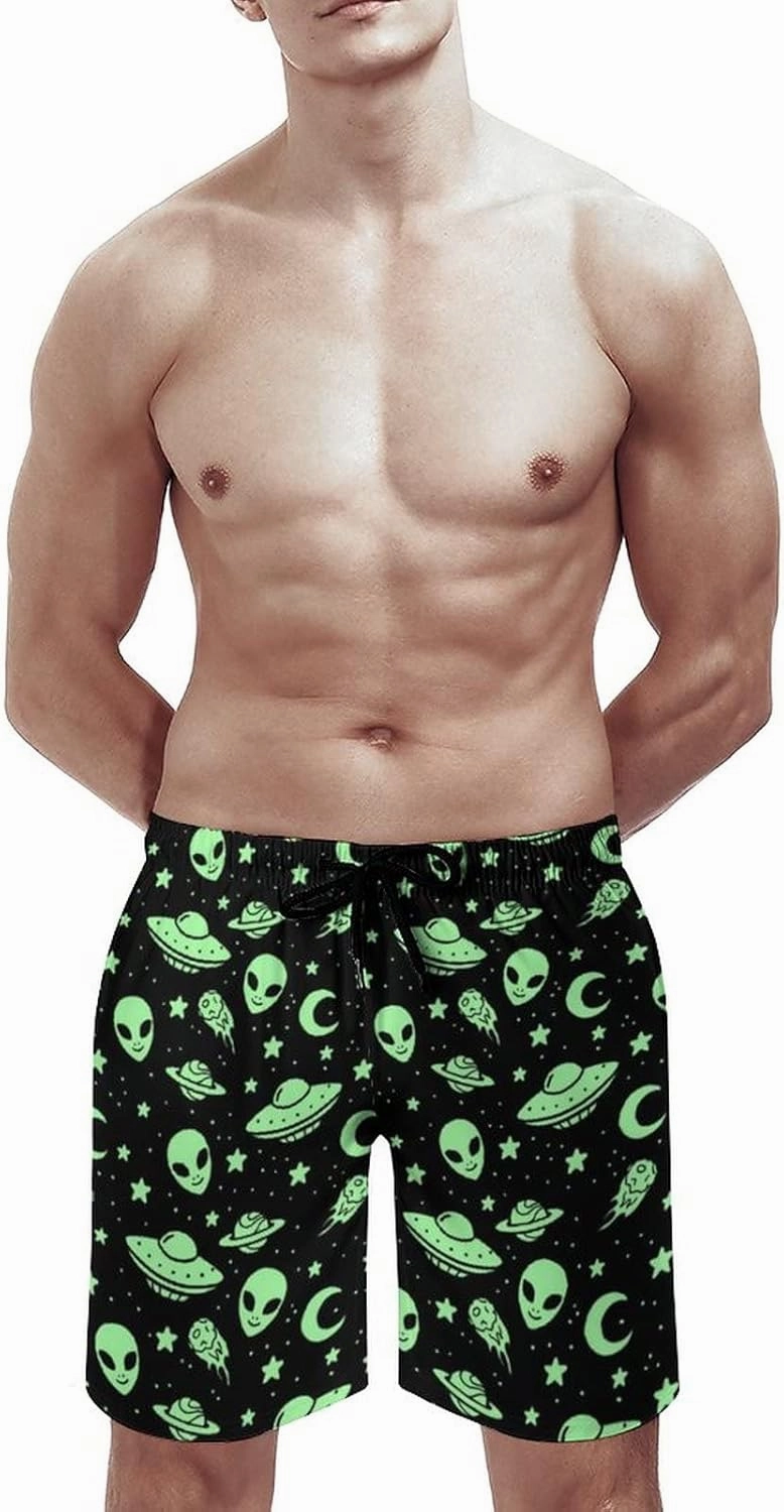 Novelty Swim Trunks for Men, Ramen Noddle Soup Print Funny Quick Dry Board Shorts Swimwear Beach Short Bathing Suits