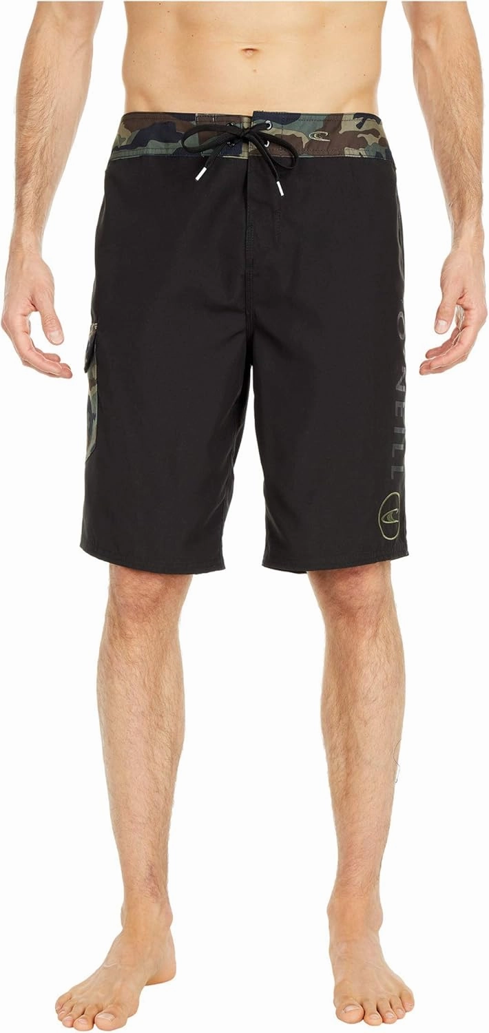 O'NEILL Men's 21 Inch Geo Print Boardshorts - Water Resistant Swim Trunks for Men with Quick Dry Stretch Fabric and Pockets