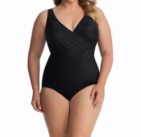Oceanus Surplice One Piece Swimsuit - Plus In Black