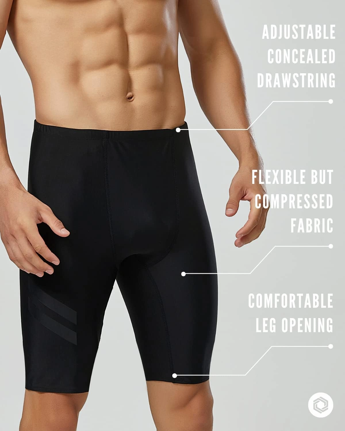Onvous Raven Swim Jammers for Men | Racing & Training Black Swimsuit | Fast, Flexible, & Comfortable | Sizes: 28-38