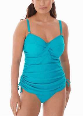 Ottawa Underwire Twist Tankini Top In Aqua