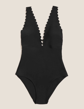 Padded Scallop Plunge Swimsuit