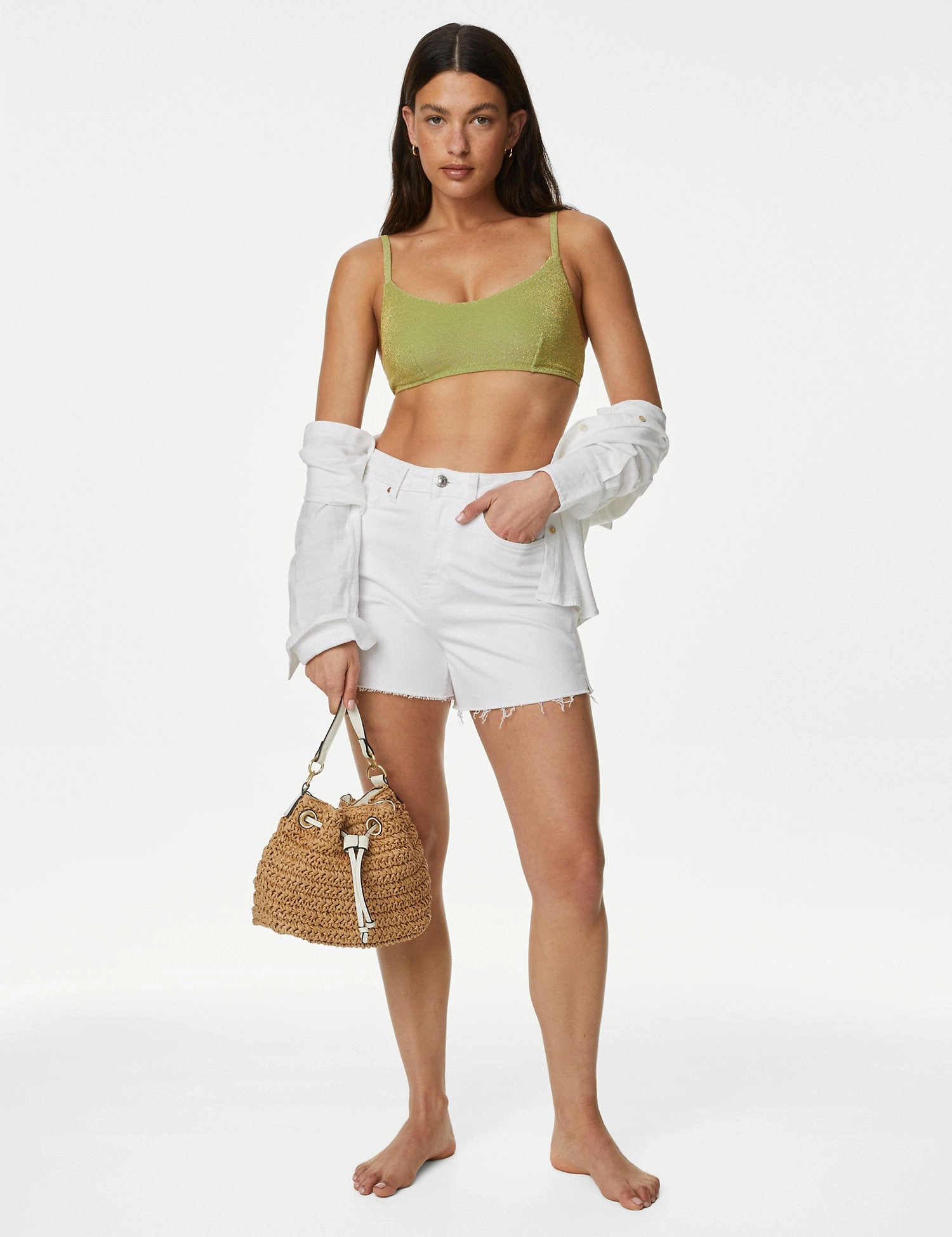 Padded Sparkle V-Neck Bikini Top