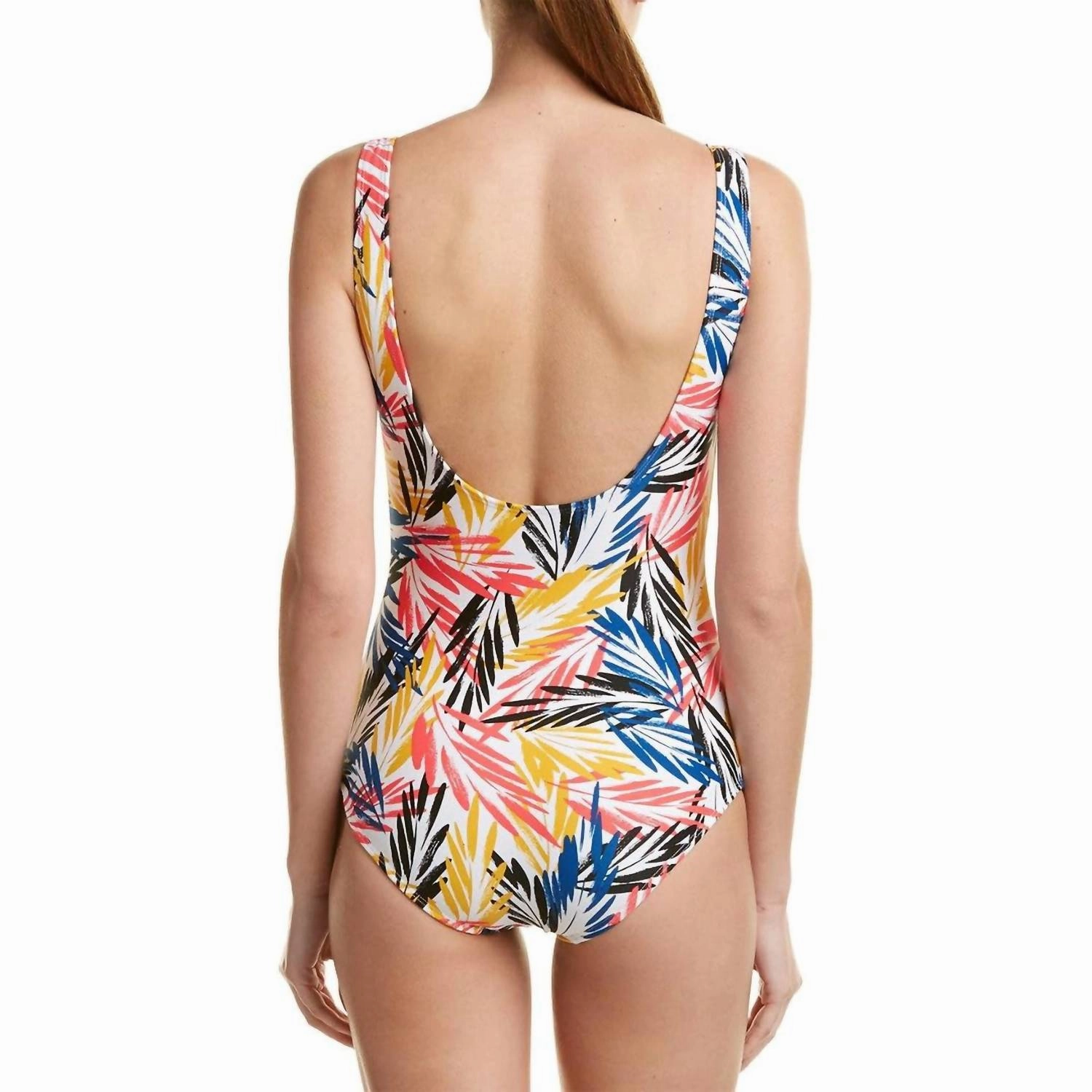 Palm Leaves Twist One Piece In Coral Multi