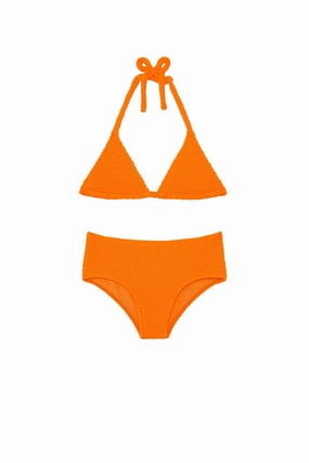 Palma Top & Seychelles Bottom Set - Tangerine Crinkle