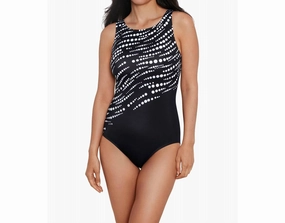Perfect Bubbles High Neck Tank One Piece In Black/white