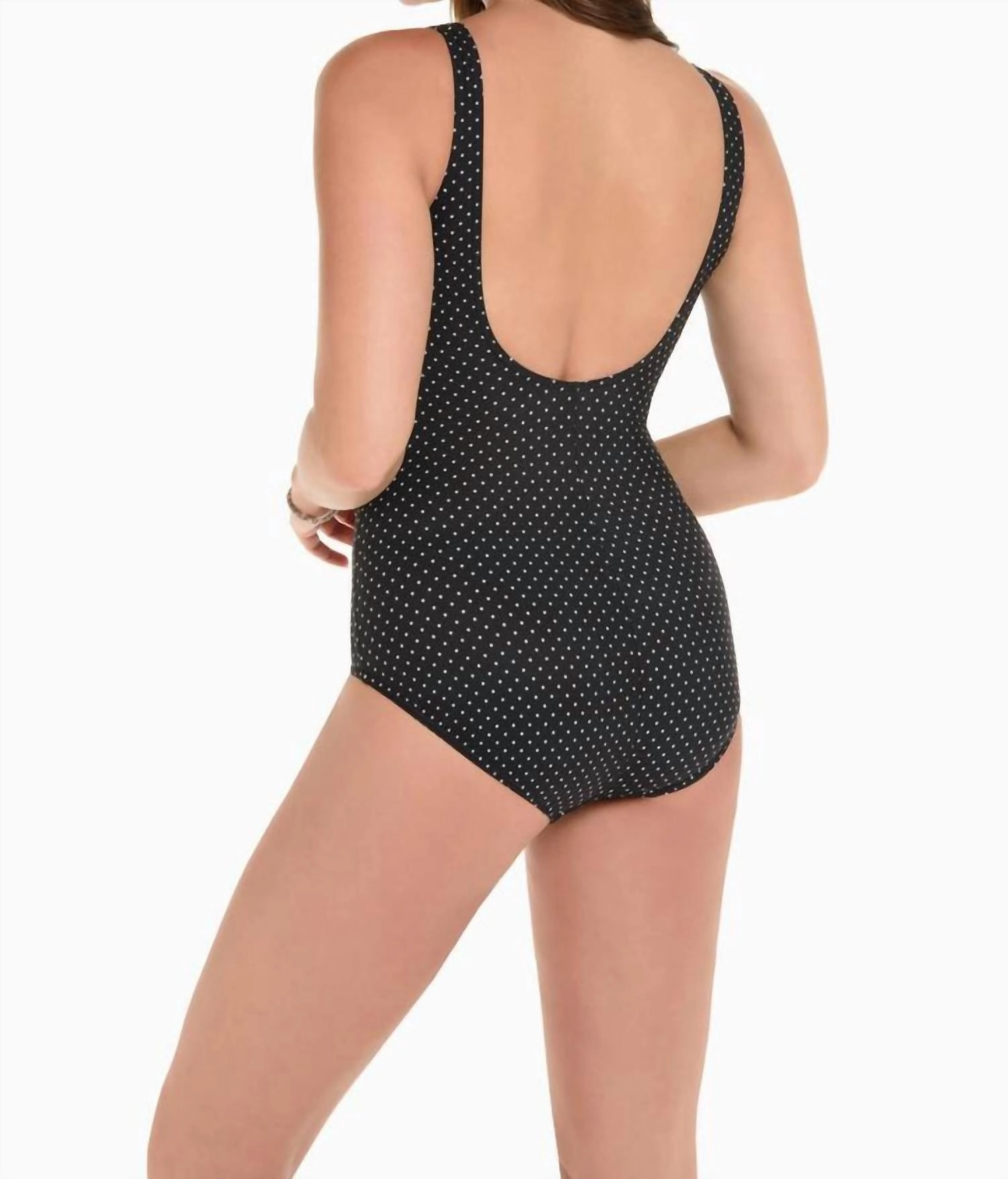 Pin Point Oceanus Surplice One Piece Swimsuit In Black And White