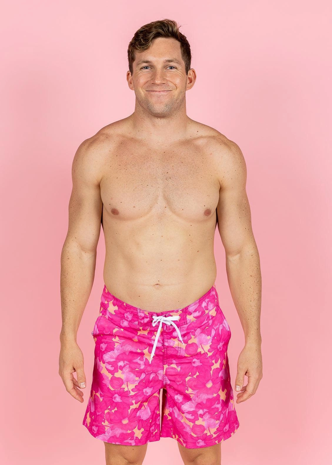 Pink Blooms | Men's Swim Trunks
