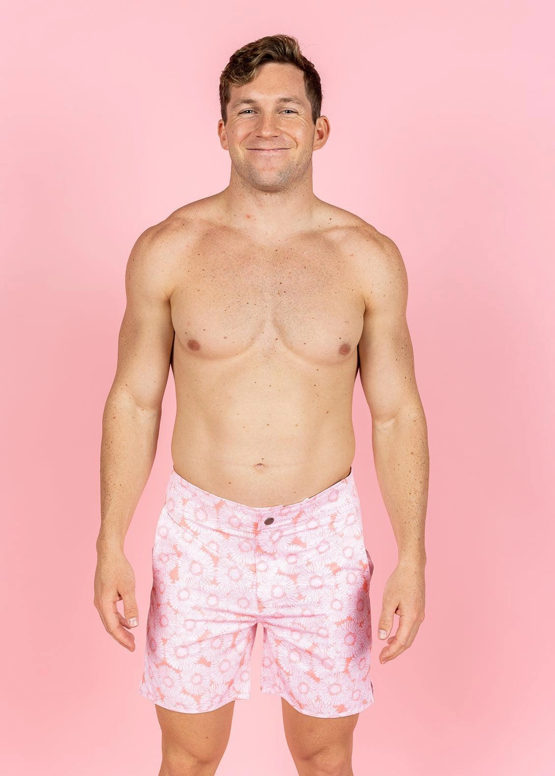 Pink Daisies | Men's Boardies