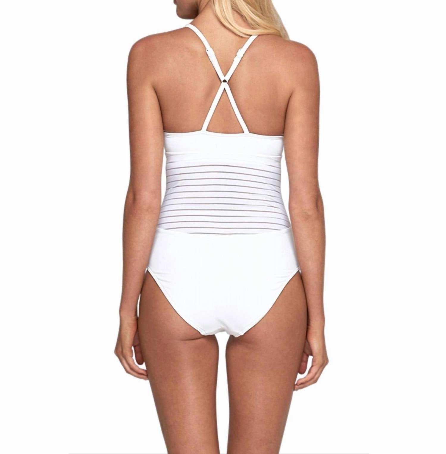 Plunge V-Neck One Piece Swimsuit In White
