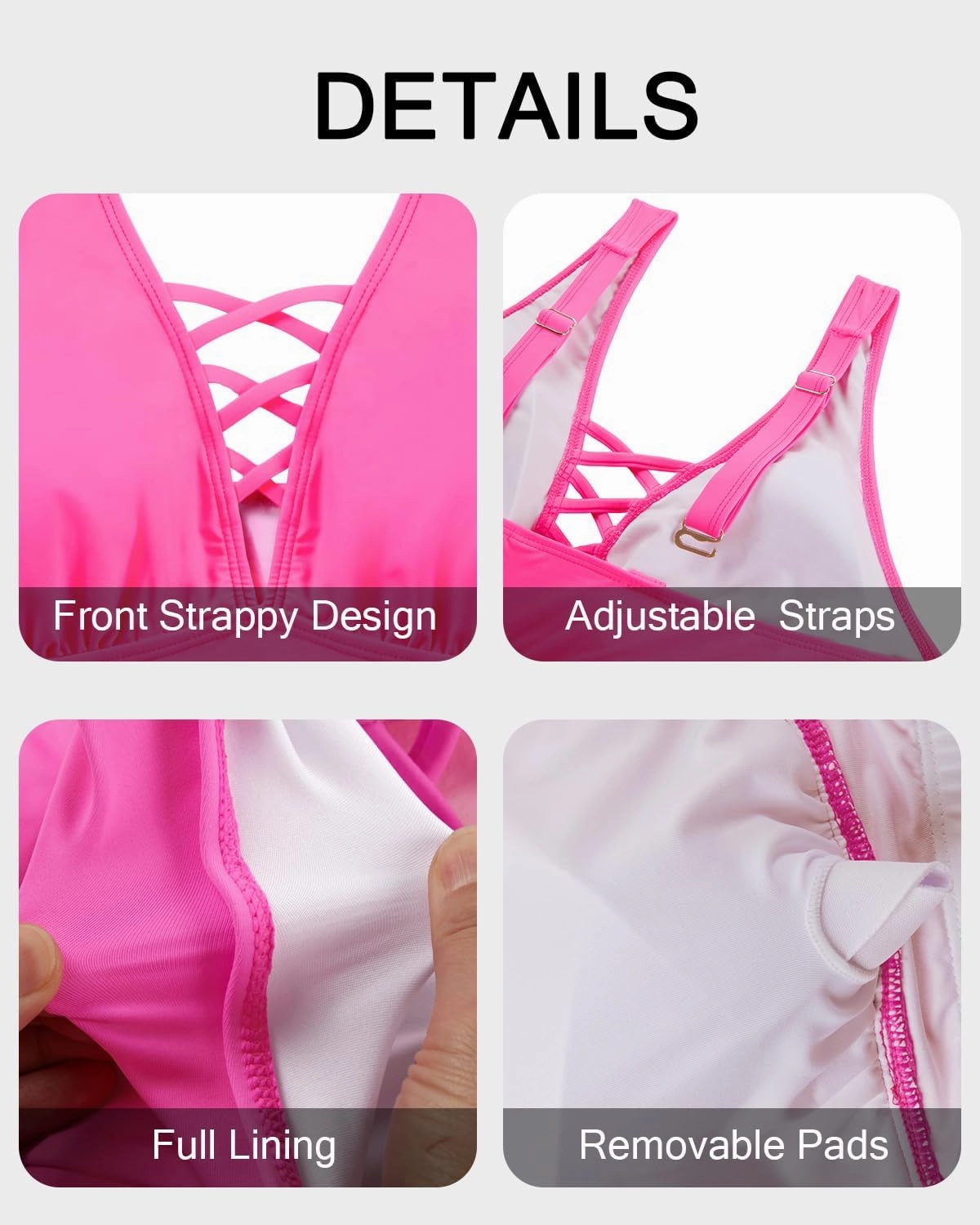 Plus Size Bikini Top Only - Women Swim Bra Lace Up Swimsuit Top V Neck Bathing Suit Tops for Large Bust Swimwear 2025