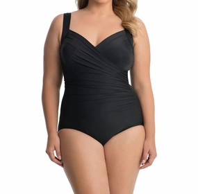 Plus Size Sanibel Surplice One Piece Swimsuit In Black