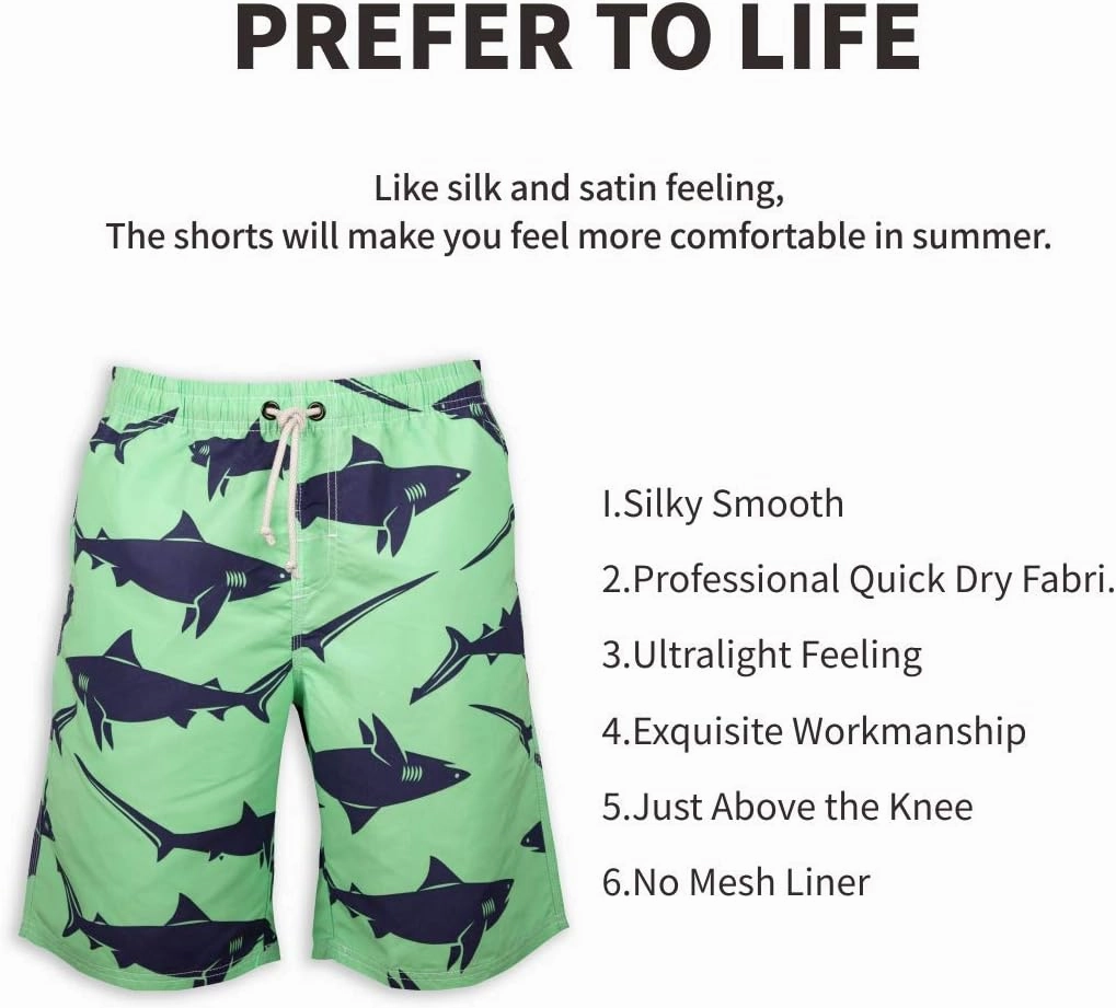 PREFER TO LIFE Men's Board Shorts, Quick Dry Swimwear Beach Holiday Party Bermuda Swim Big Pants 