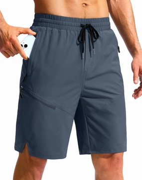Pudolla Men's Swim Trunks with Compression Liner Quick Dry 9" Board Shorts Bathing Suit with 3 Zipper Pockets