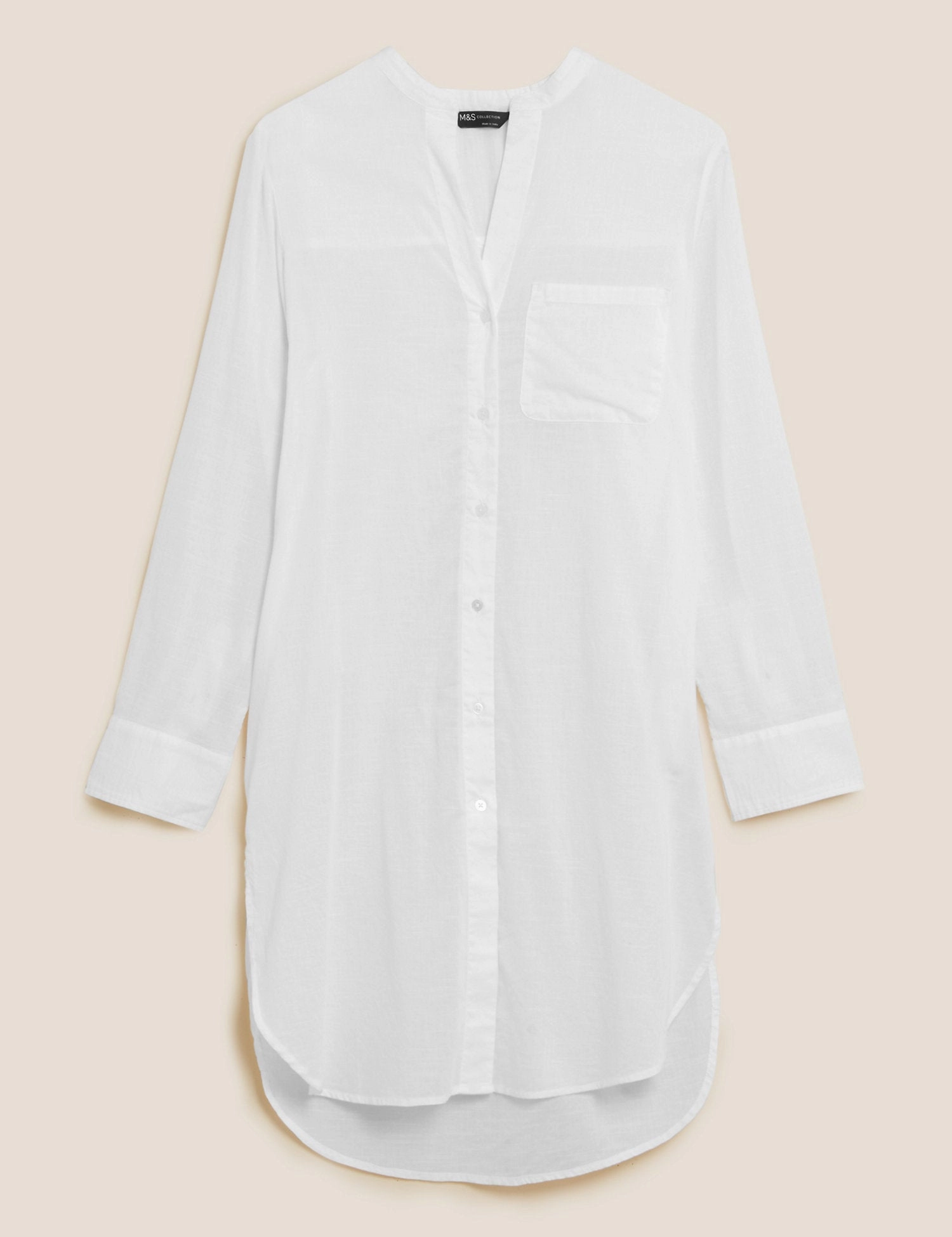 Pure Cotton Longline Beach Cover Up Shirt