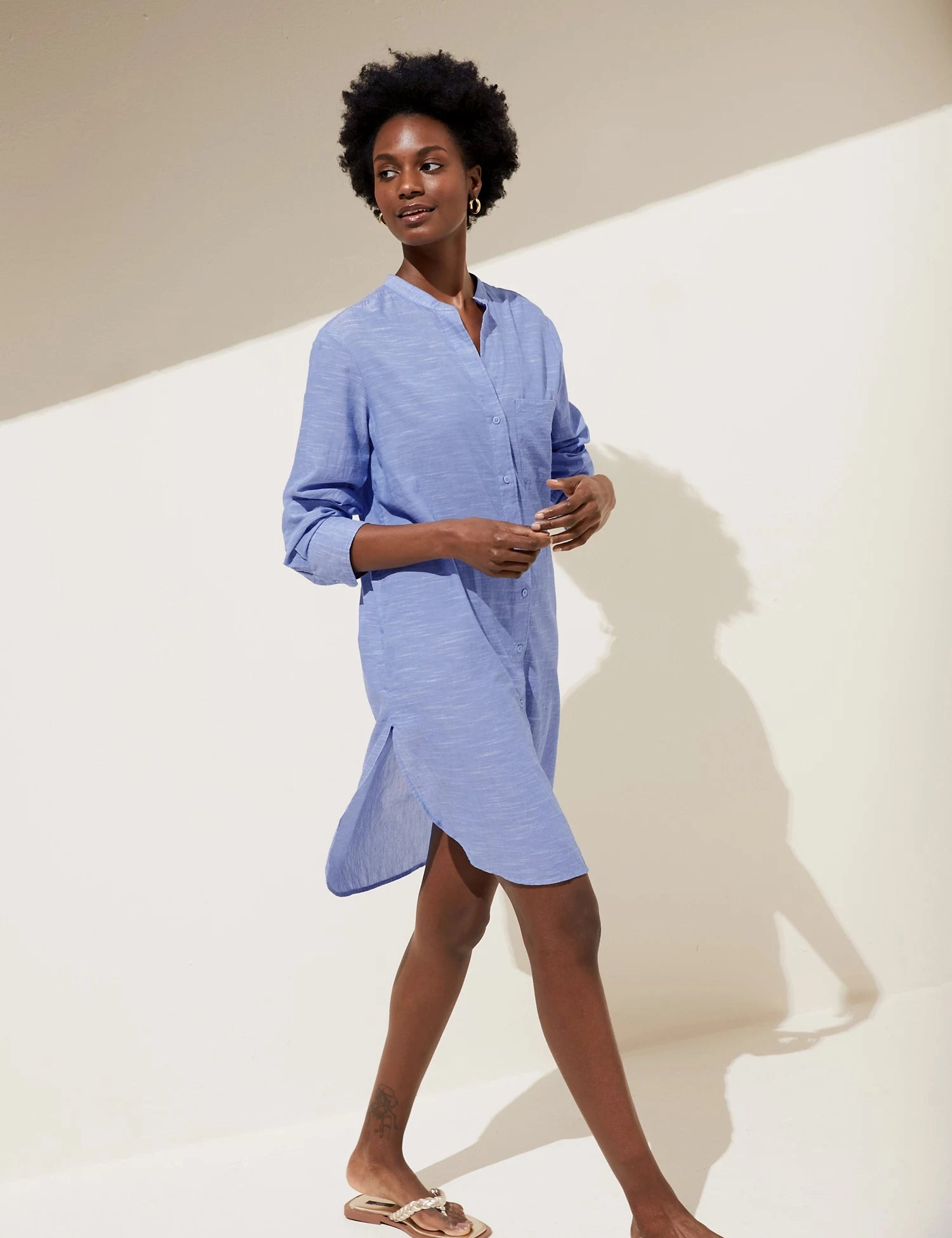 Pure Cotton Longline Beach Cover Up Shirt