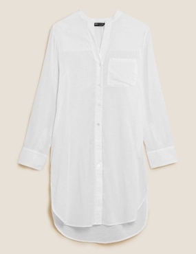 Pure Cotton Longline Beach Cover Up Shirt