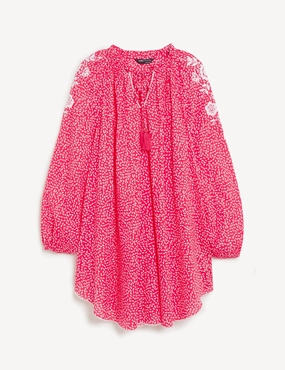 Pure Cotton Printed Beach Cover Up Kaftan