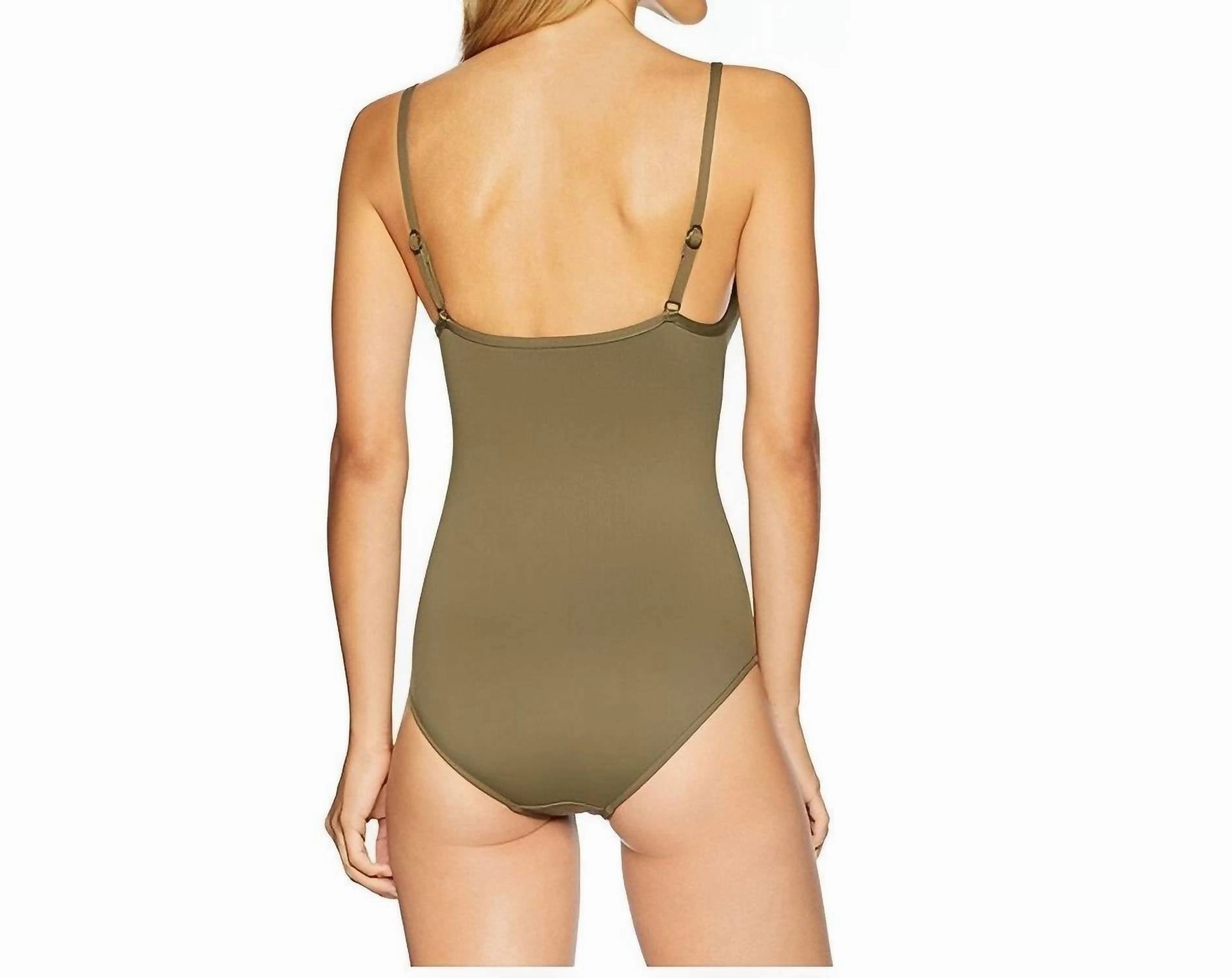 Quilted Maillot One Piece In Dark Olive