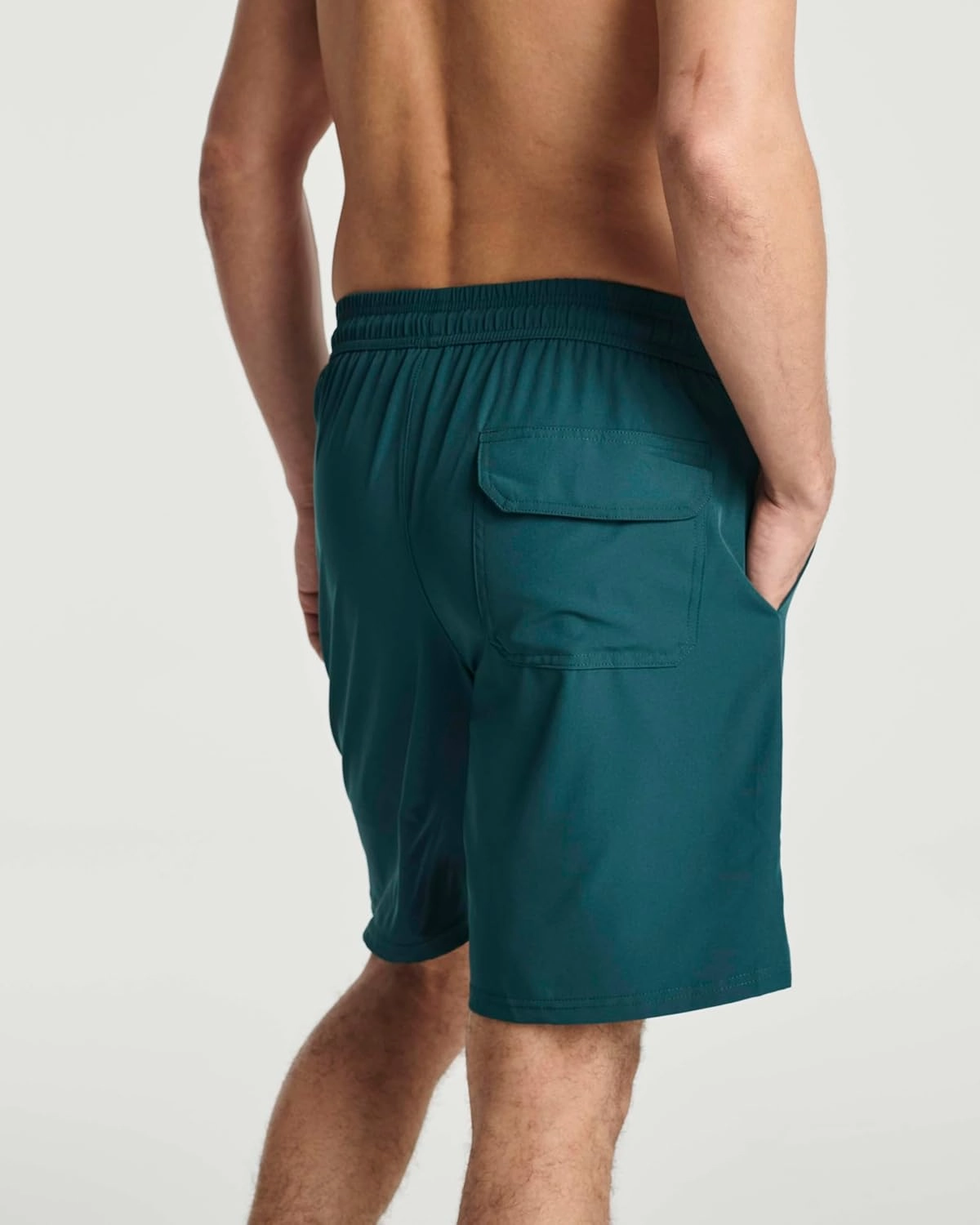 Real Essentials 3 Pack: Men's 9" Inch 2 in 1 Board Shorts with Compression Liner - Bathing Suit with Back Flap Pocket