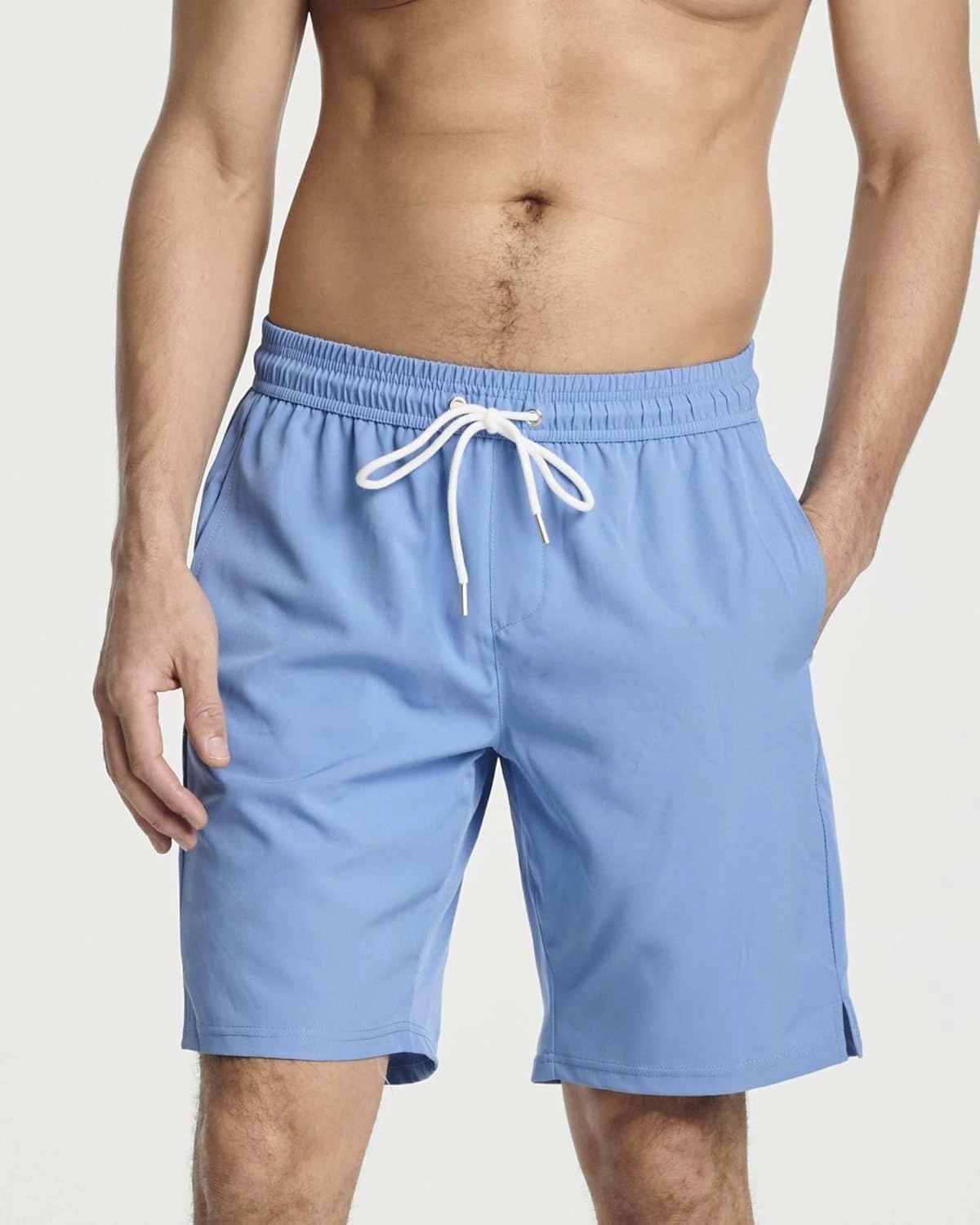 Real Essentials 3 Pack: Men's 9" Inch 2 in 1 Board Shorts with Compression Liner - Bathing Suit with Back Flap Pocket