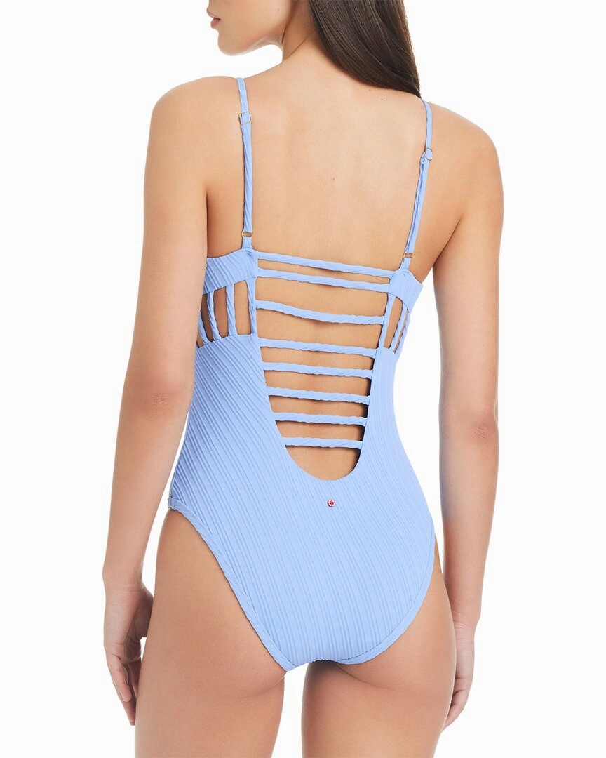 Red Carter Diagonal Rib Cut Out Swimsuit