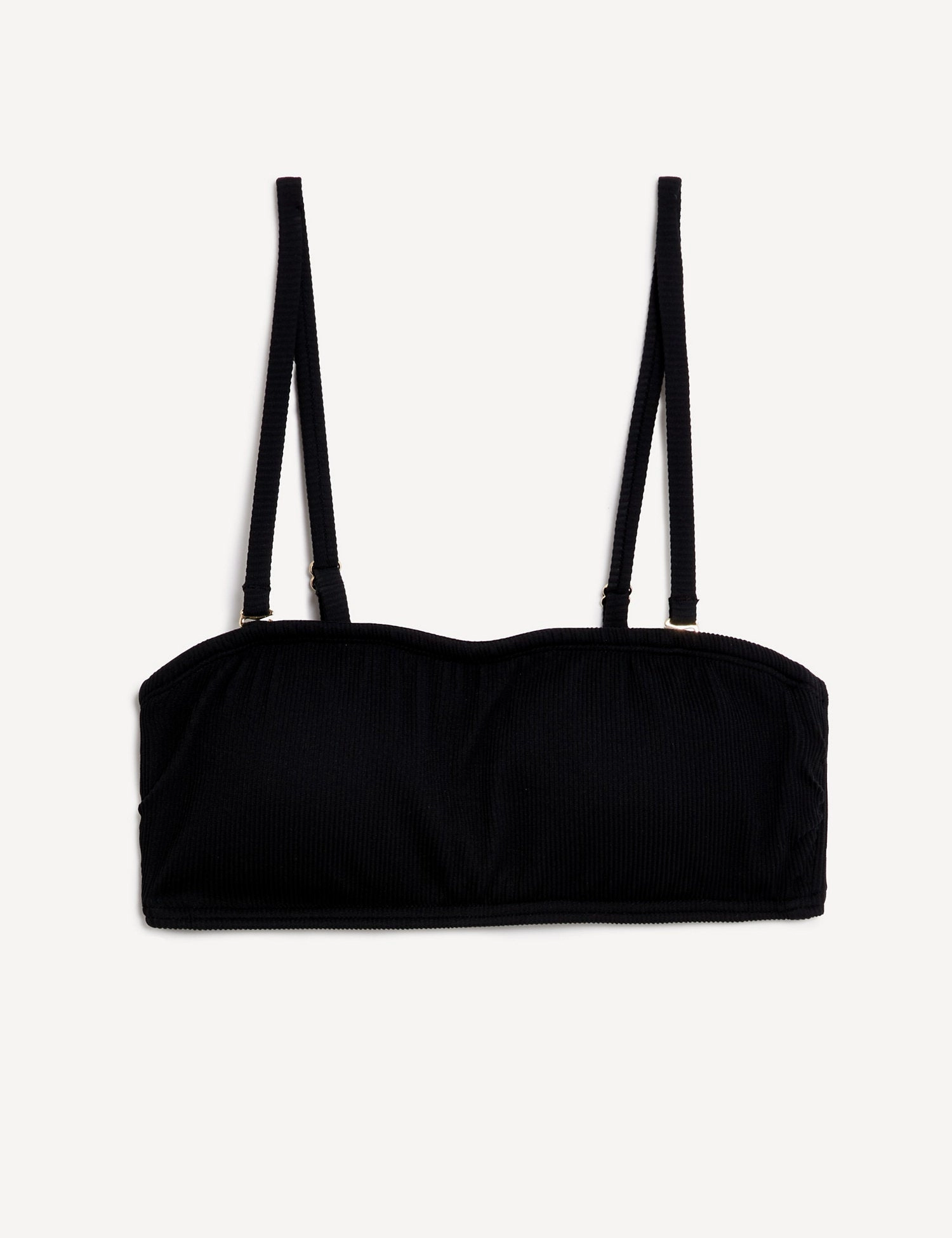 Ribbed Padded Square Neck Bikini Top