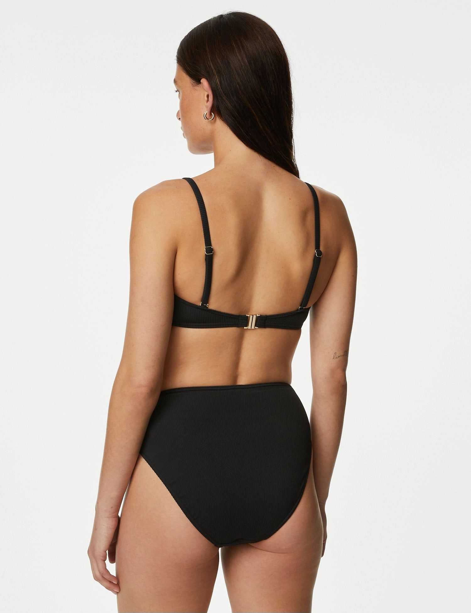 Ribbed Padded Square Neck Bikini Top