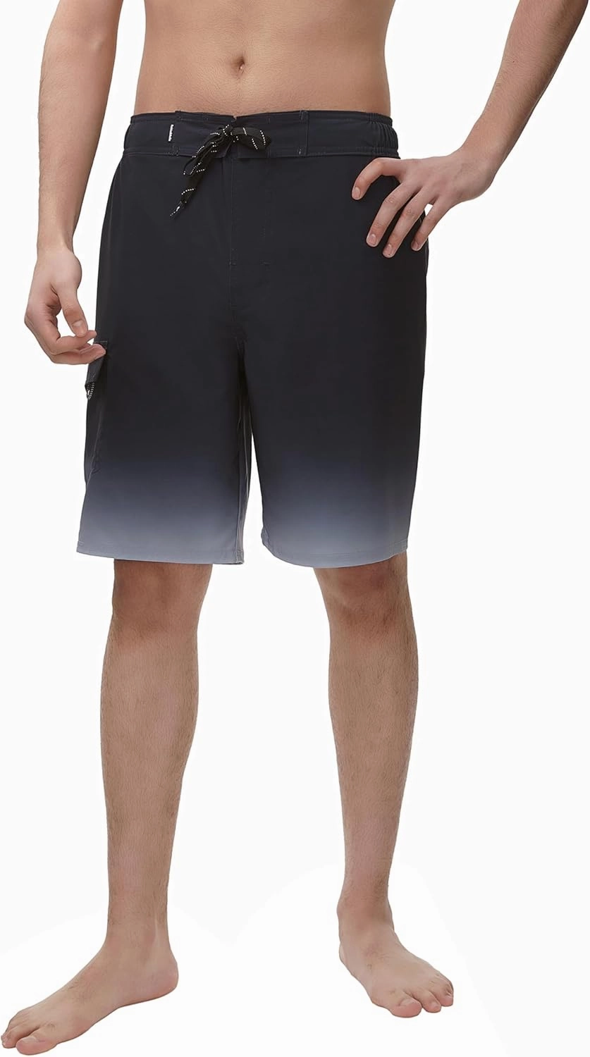 Rokka&Rolla Men's 4-Way Stretch Swim Trunks 9" Quick Dry Board Shorts Beach Swimwear Bathing Suit
