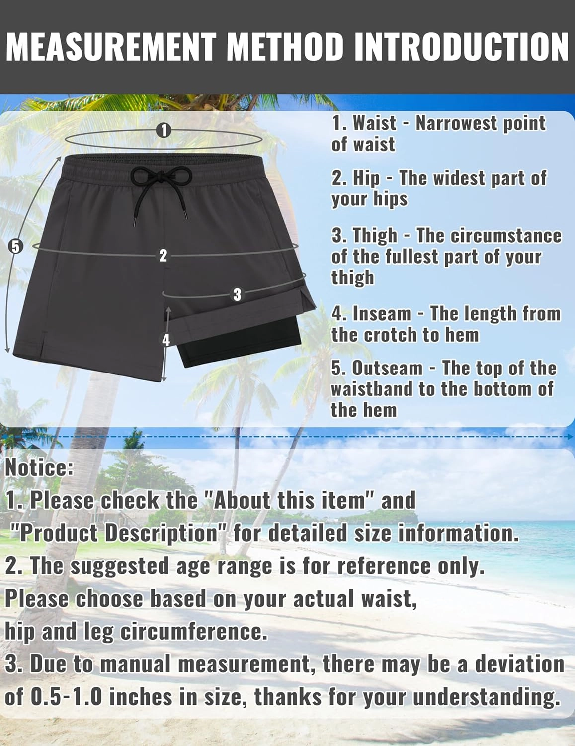 Sarfel Mens Swim Trunks 5 Inch Mens Bathing Suit with Compression Liner Men's Board Shorts Men's Swimwear Quick Dry Swimsuit
