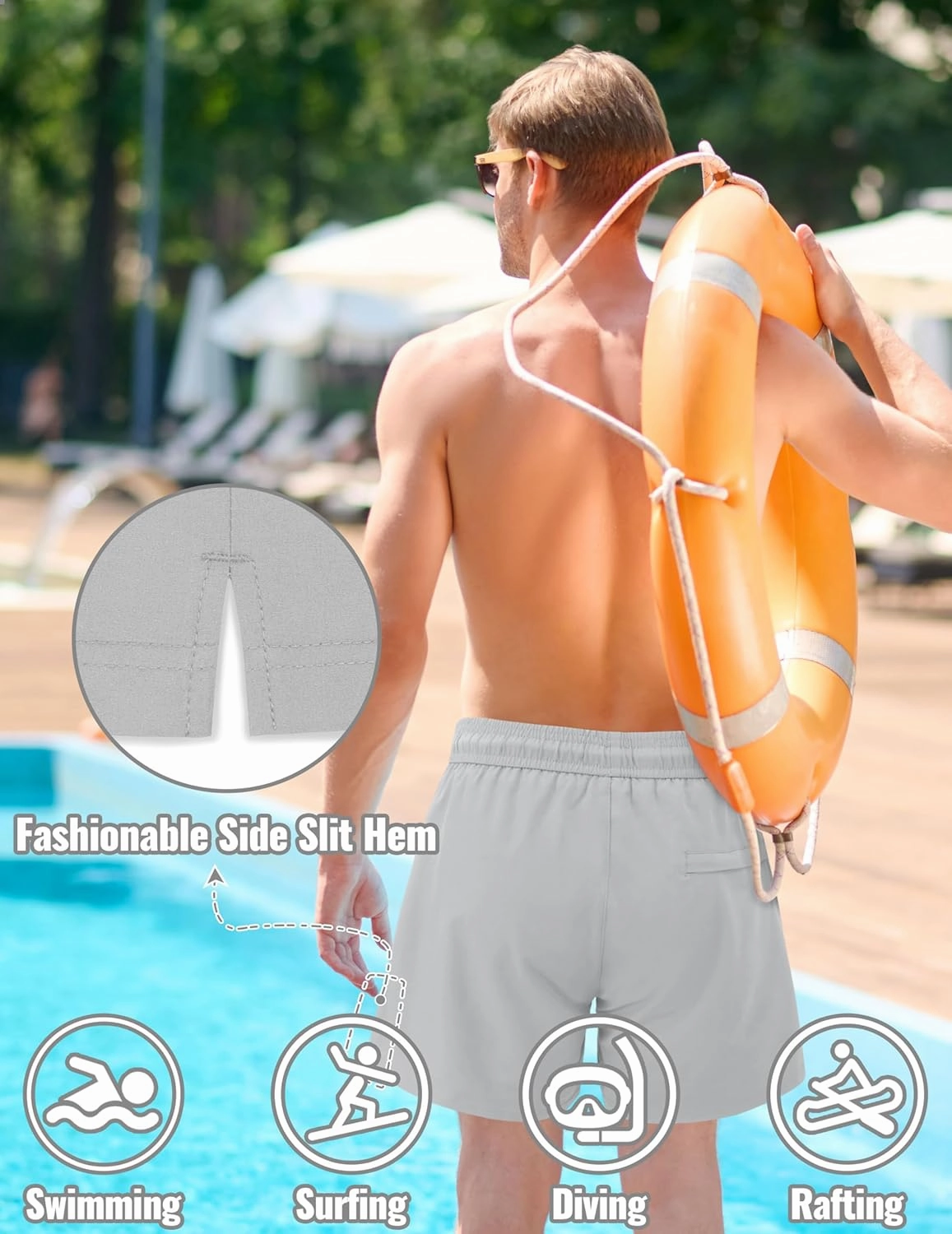 Sarfel Mens Swim Trunks 5 Inch Mens Bathing Suit with Compression Liner Men's Board Shorts Men's Swimwear Quick Dry Swimsuit