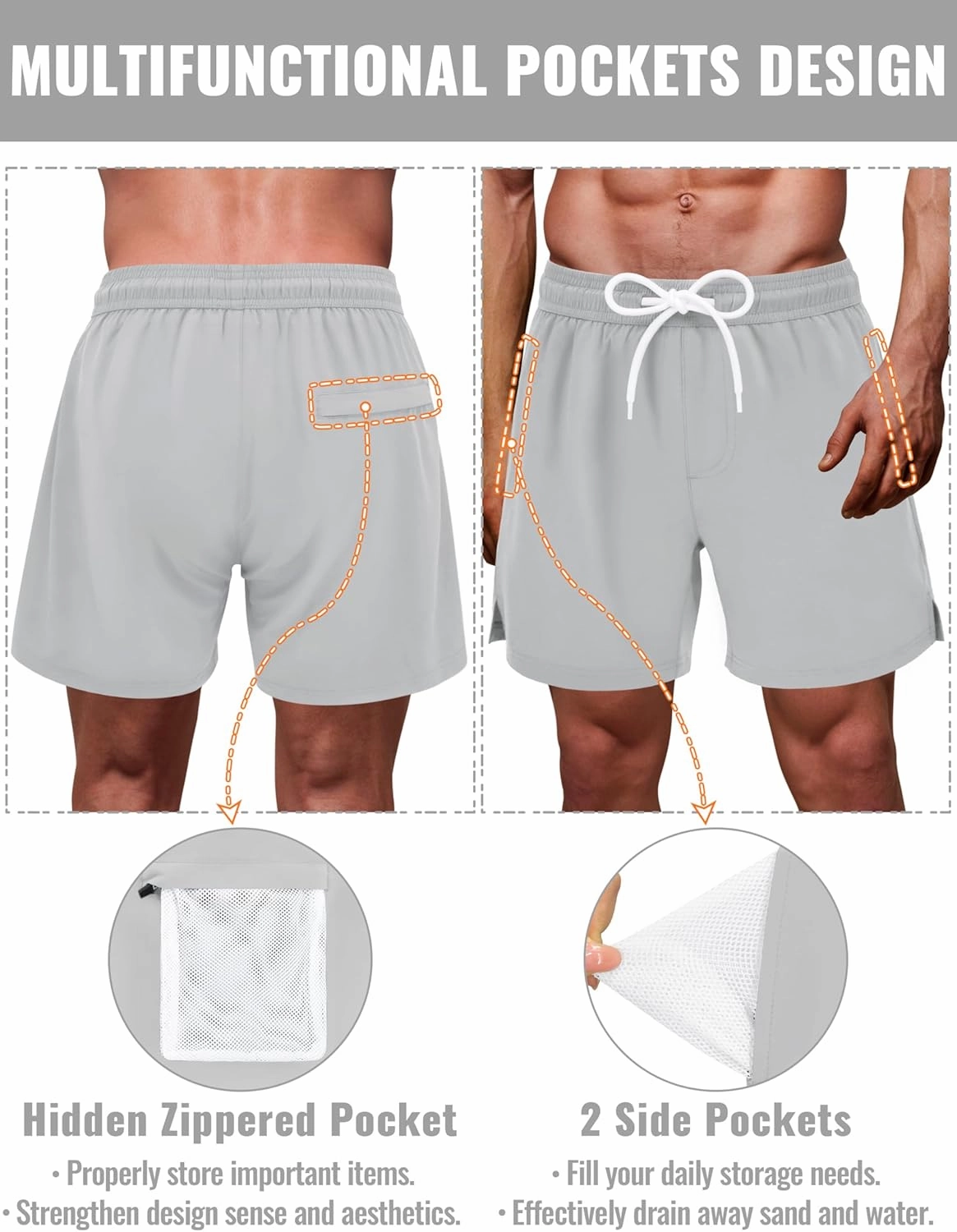 Sarfel Mens Swim Trunks 5 Inch Mens Bathing Suit with Compression Liner Men's Board Shorts Men's Swimwear Quick Dry Swimsuit