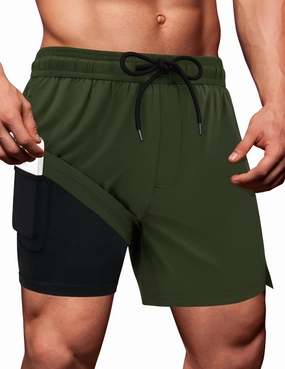 Sarfel Mens Swim Trunks 5 Inch Mens Bathing Suit with Compression Liner Men's Board Shorts Men's Swimwear Quick Dry Swimsuit