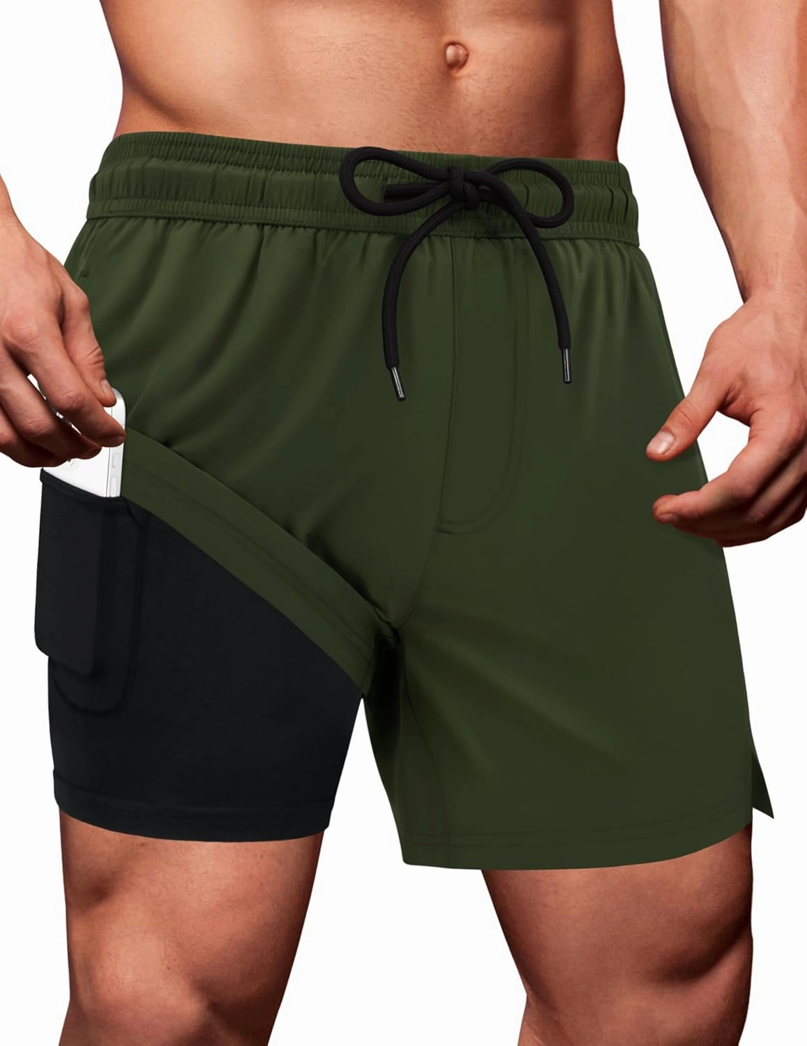 Sarfel Mens Swim Trunks 5 Inch Mens Bathing Suit with Compression Liner Men's Board Shorts Men's Swimwear Quick Dry Swimsuit