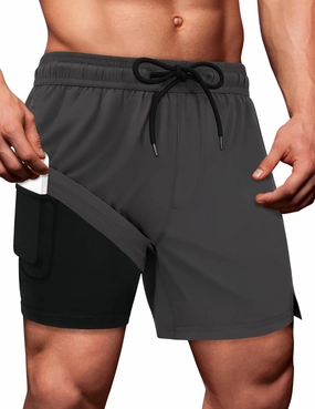 Sarfel Mens Swim Trunks 5 Inch Mens Bathing Suit with Compression Liner Men's Board Shorts Men's Swimwear Quick Dry Swimsuit