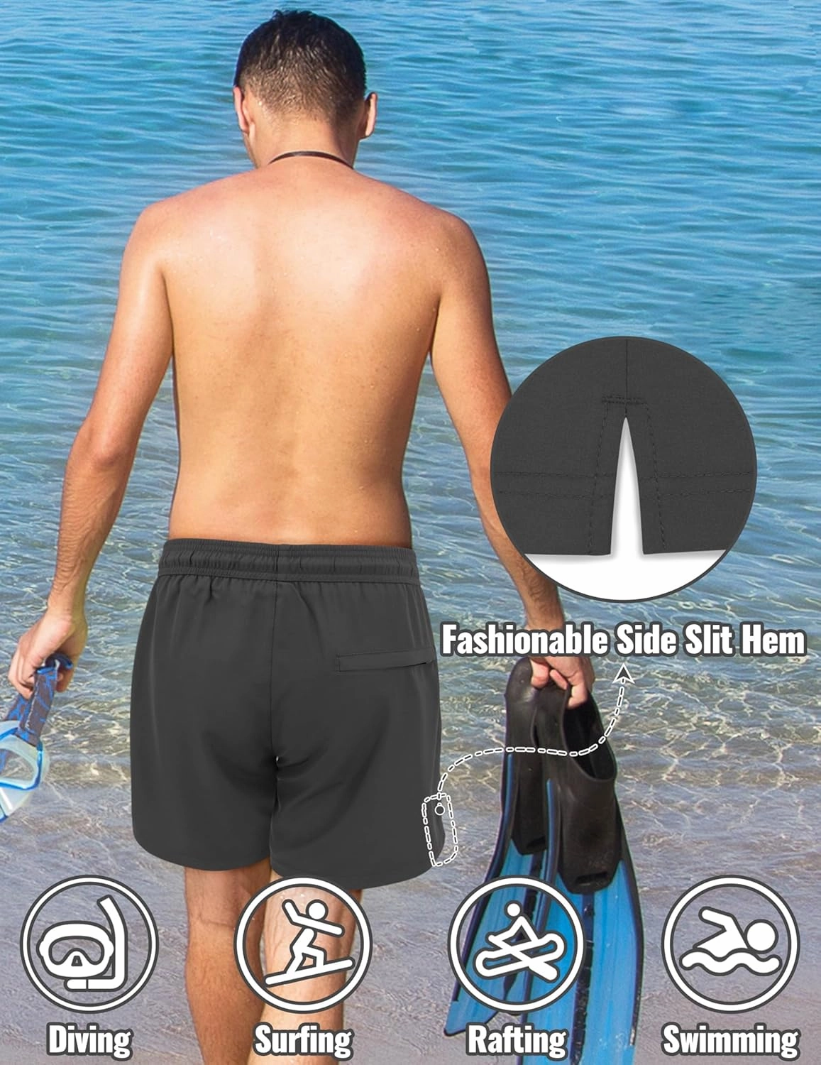 Sarfel Mens Swim Trunks 5 Inch Mens Bathing Suit with Compression Liner Men's Board Shorts Men's Swimwear Quick Dry Swimsuit