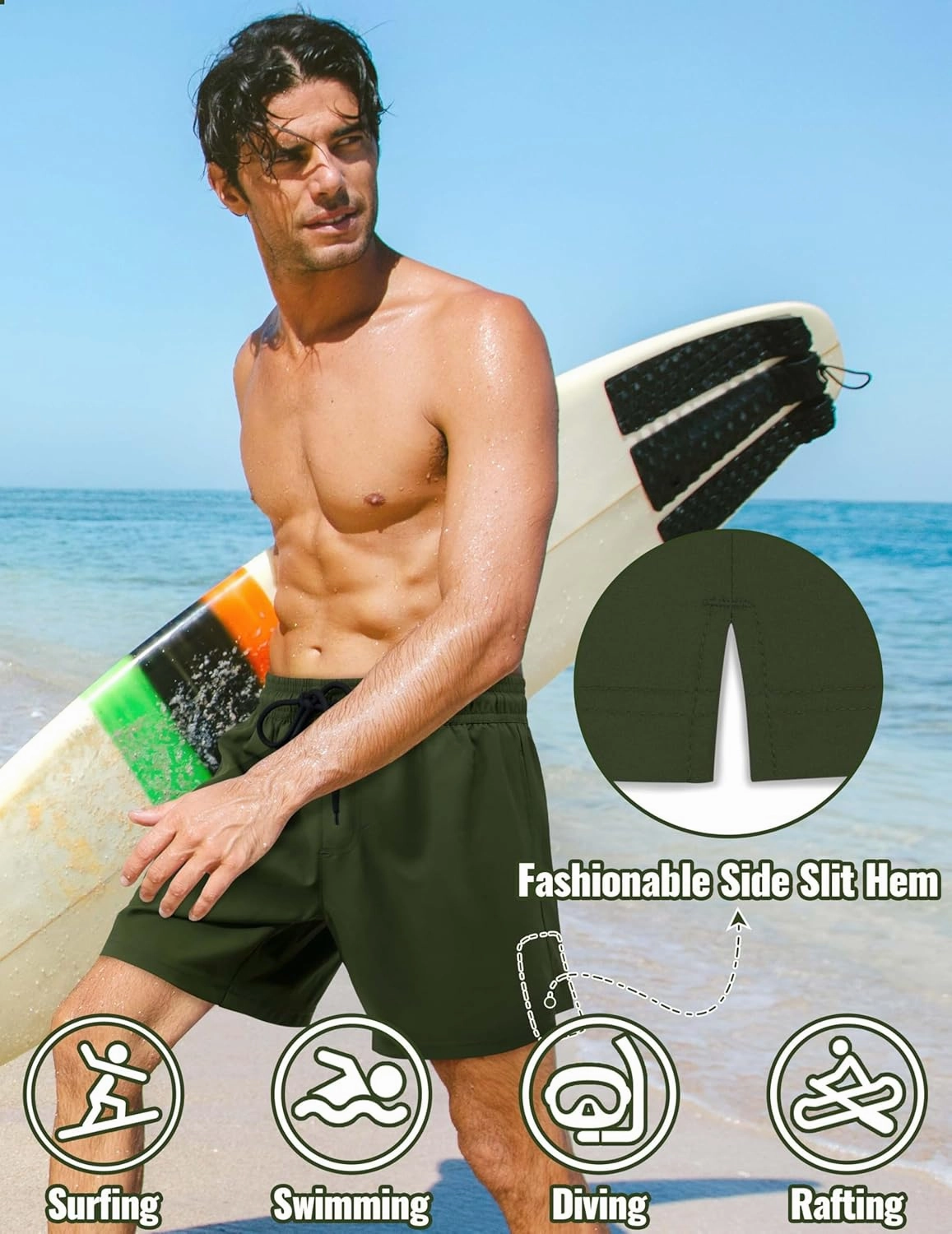 Sarfel Mens Swim Trunks 5 Inch Mens Bathing Suit with Compression Liner Men's Board Shorts Men's Swimwear Quick Dry Swimsuit